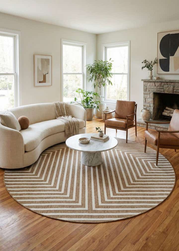 13' x 13' Easy-Clean Modern Indoor / Outdoor Round Rug