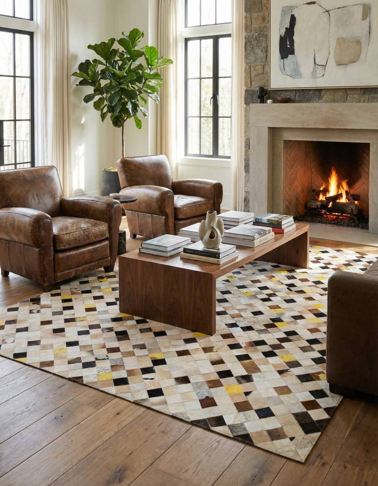 Detail image of 7' 11 x 9' 9 Cowhide - Patchwork Rug