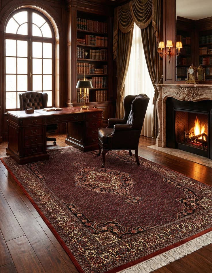 Detail image of 5' 6 x 7' 10 Bidjar With Silk Rug