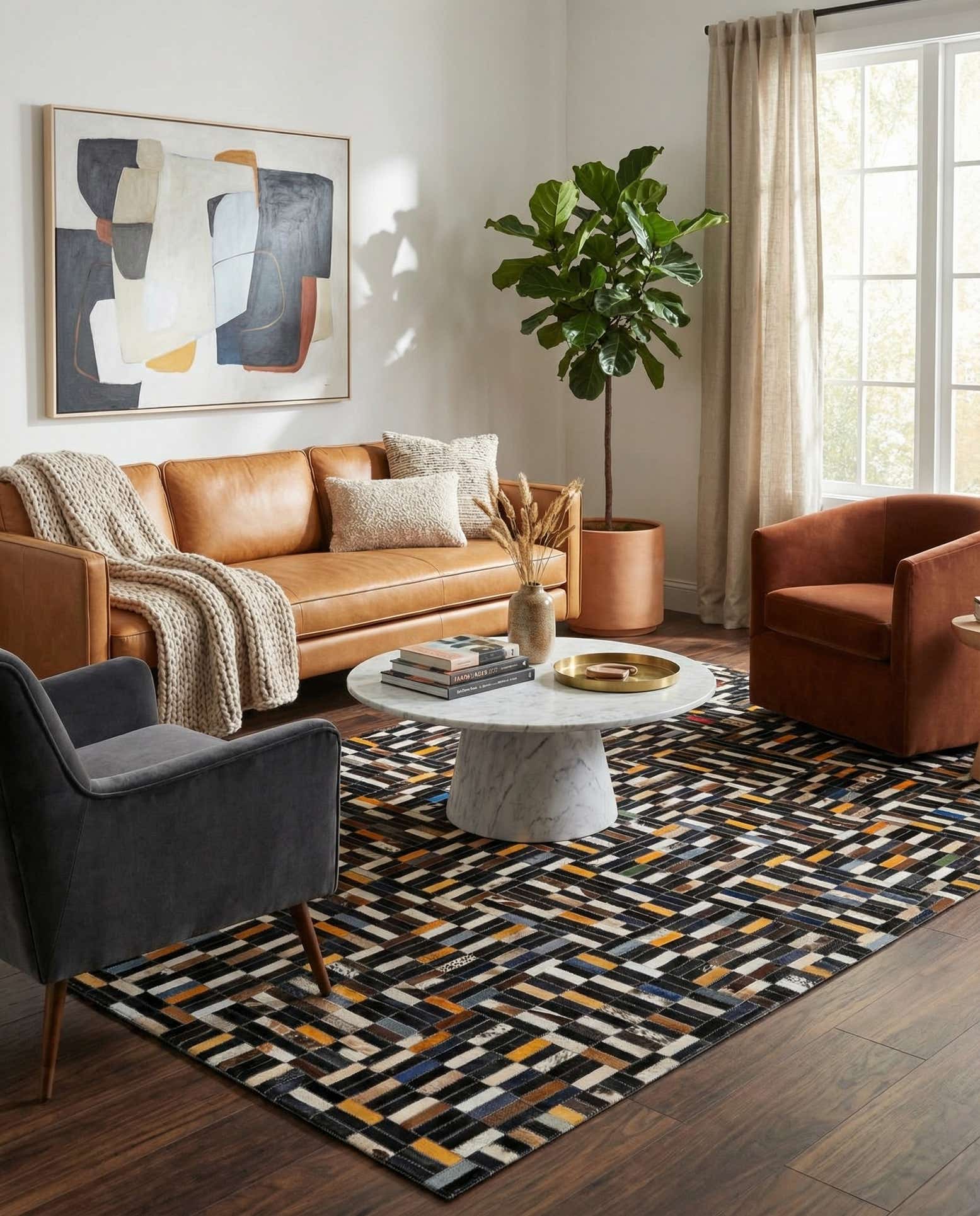 5' 1 x 8' 1 Cowhide - Patchwork Rug