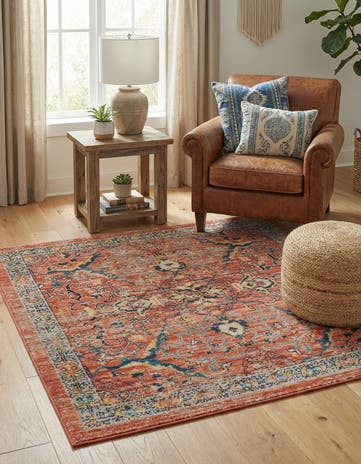 Brick Red Lola Square Rug