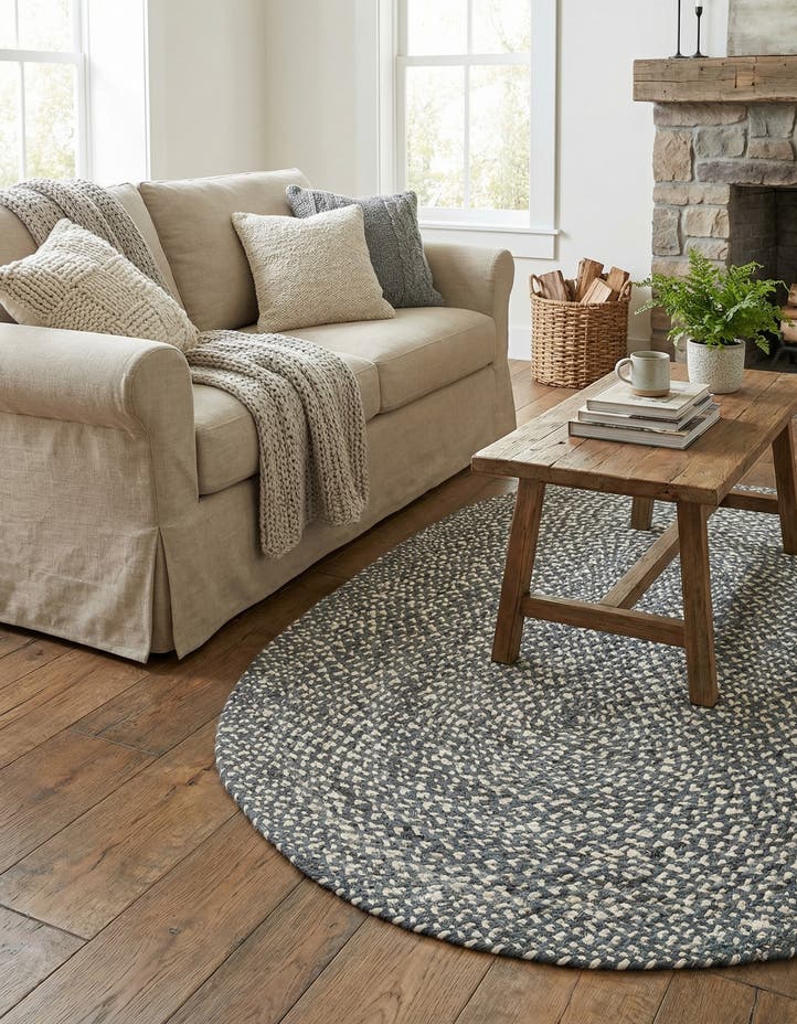 5' 1 x 8' Handmade Braided Chindi Oval Rug