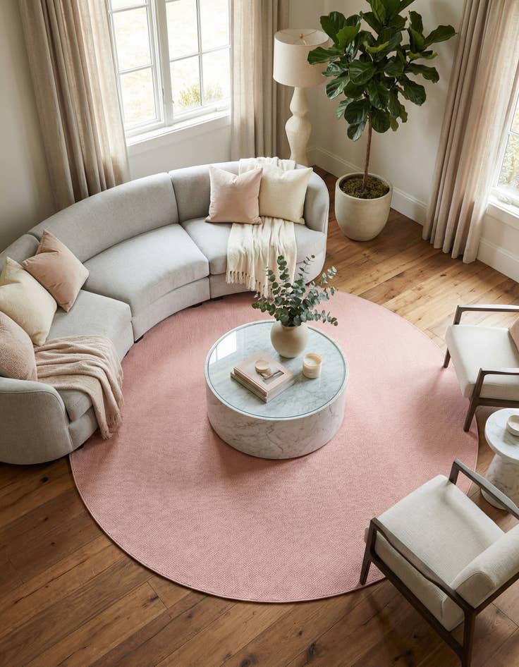 Detail image of  10' 8 x 10' 8  Washable Solid Indoor / Outdoor Round Rug