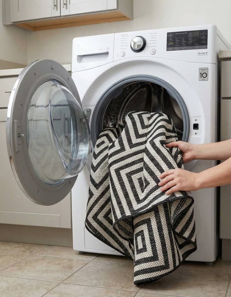 Detail image of 3' x 3'  Washable Modern Indoor / Outdoor Round Rug