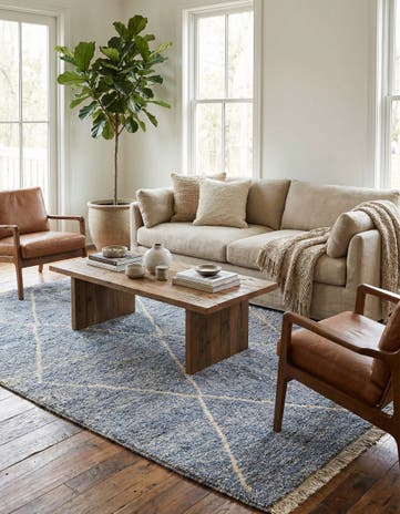 7' x 9' 2 Hand Knotted Moroccan Wool Rug