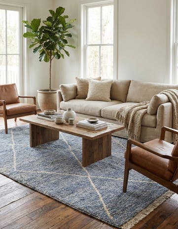 7' x 9' 2 Hand Knotted Moroccan Wool Rug