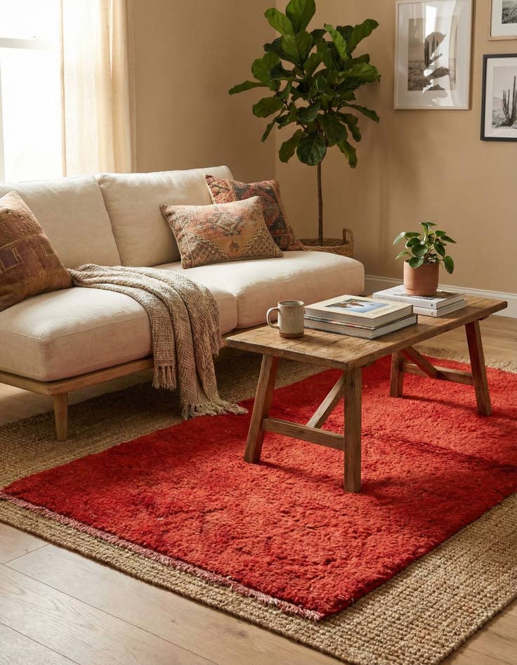 Detail image of  2' 3 x 4' 5  Hand Knotted Moroccan Wool Runner Rug