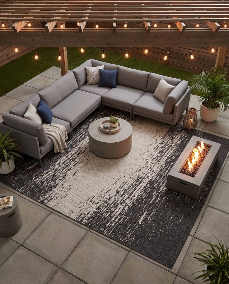 Detail image of 10' 8 x 10' 8 Easy-Clean Modern Indoor / Outdoor Square Rug