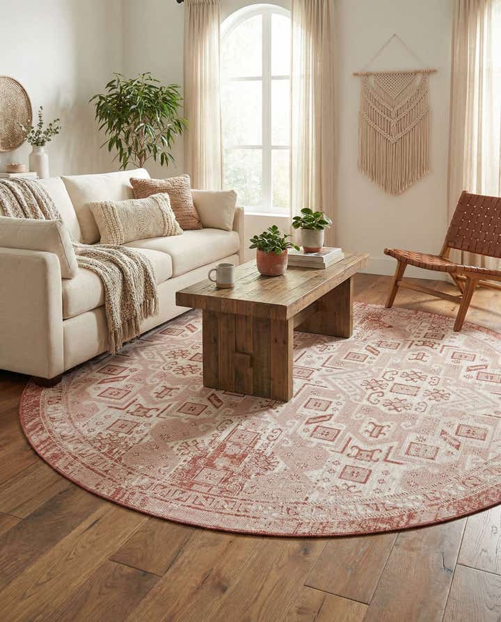 10' x 10' Easy-Clean Aztec Indoor / Outdoor Round Rug