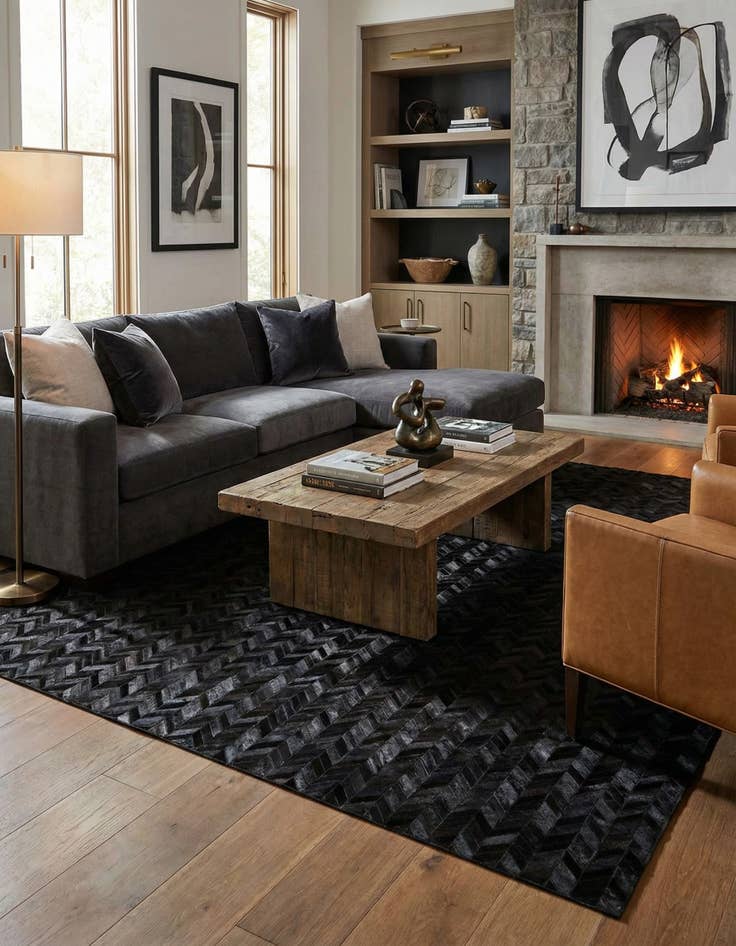 Detail image of 7' 10 x 9' 10 Cowhide Leather Rug