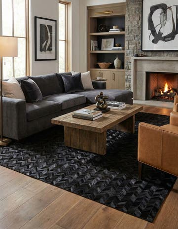 7' 10 x 9' 10 Cowhide Leather Rug