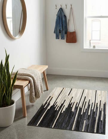 Black White Cowhide Leather Rug