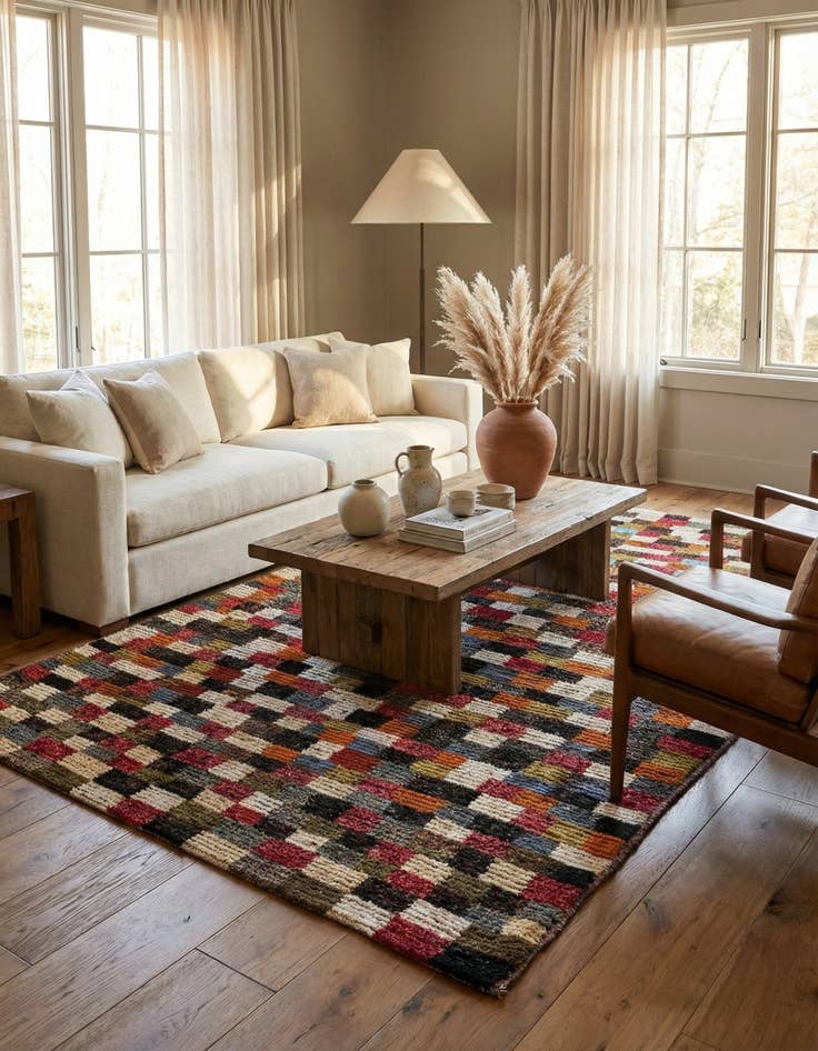 Detail image of  6' 2 x 9' 9  Hand Knotted Moroccan Wool Rug