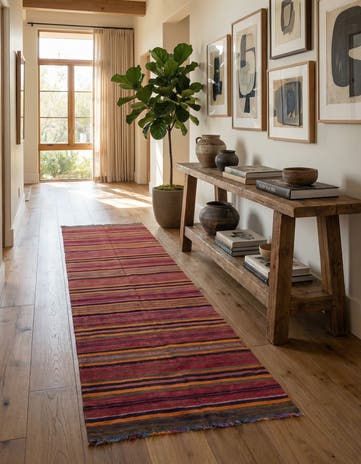 3' 10 x 11' Hand Woven Kilim Modern Wool Runner Rug