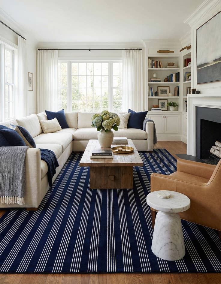 Detail image of 9' x 12' Jill Zarin Striped Wool Rug