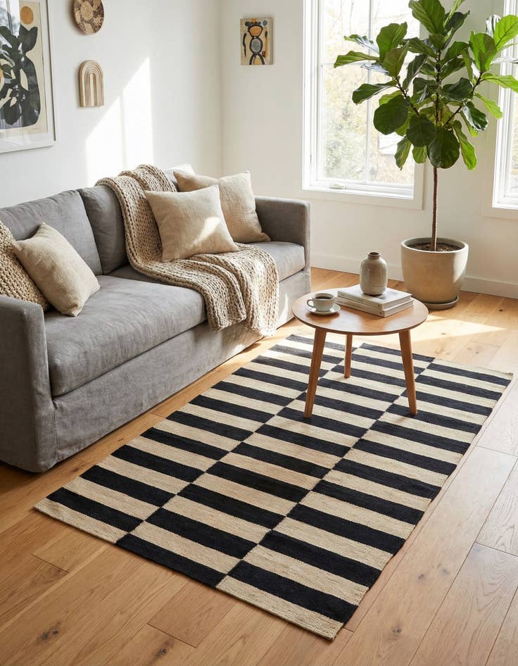 Detail image of 2' 8 x 4'  Hand Woven Kilim Modern Wool Rug