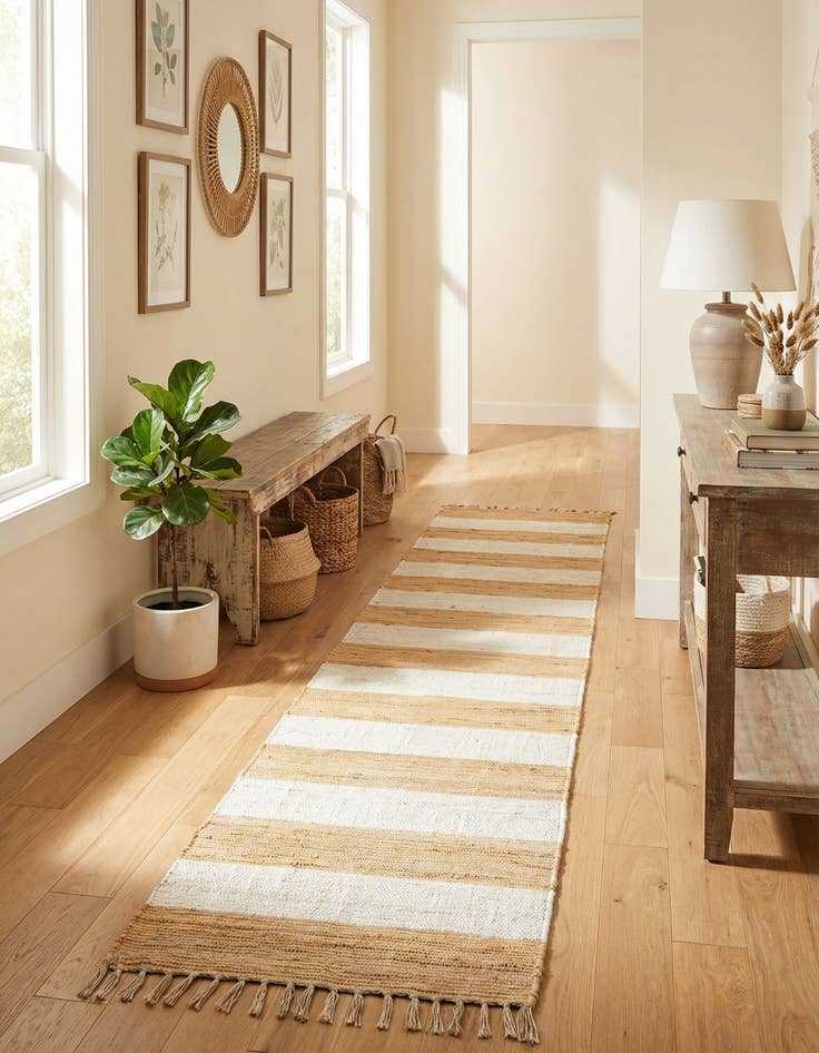 Detail image of 2' 2 x 10'  Hand Woven Chindi Rag Runner Rug