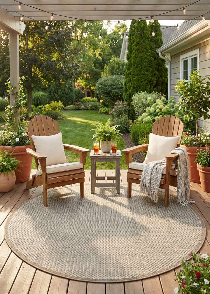 6' x 6' Easy-Clean Border Indoor / Outdoor Round Rug