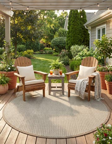 6' x 6' Easy-Clean Border Indoor / Outdoor Round Rug