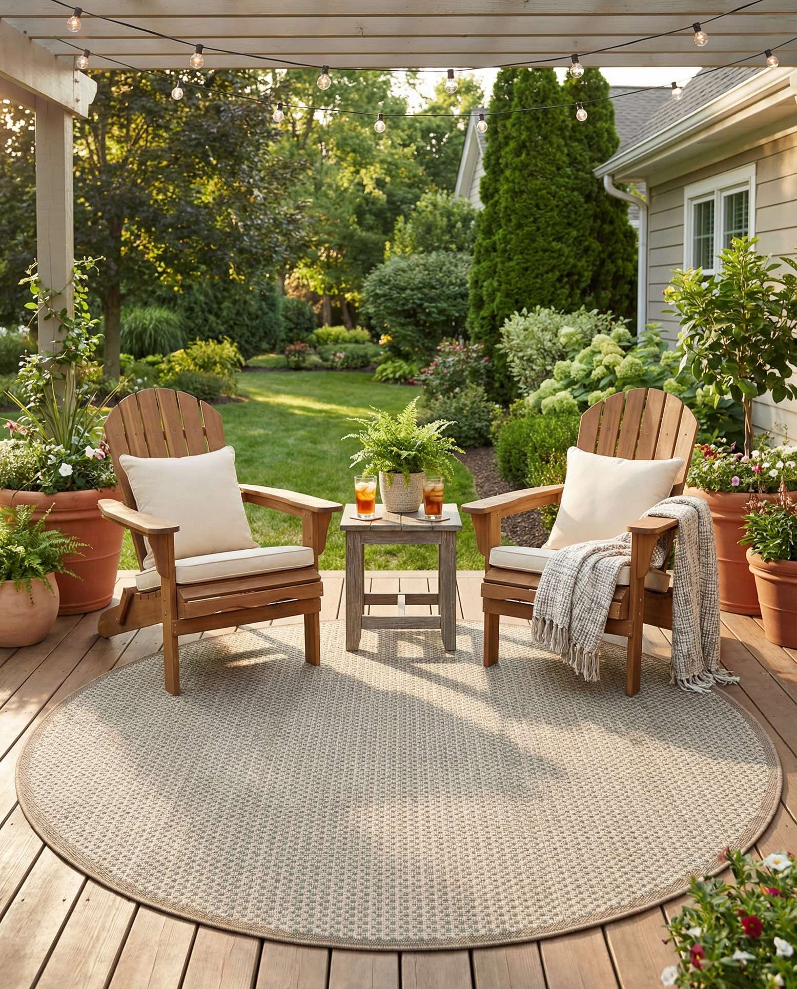 6' x 6' Easy-Clean Border Indoor / Outdoor Round Rug