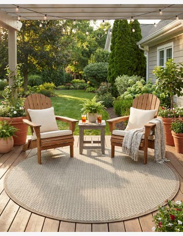 6' x 6' Easy-Clean Border Indoor / Outdoor Round Rug