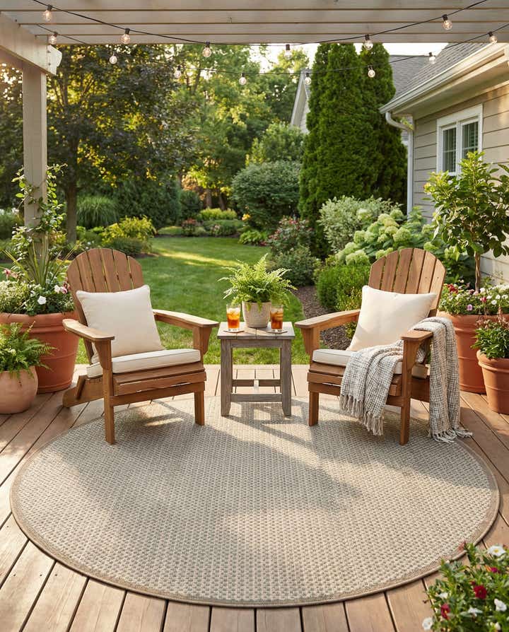 6' x 6' Easy-Clean Border Indoor / Outdoor Round Rug