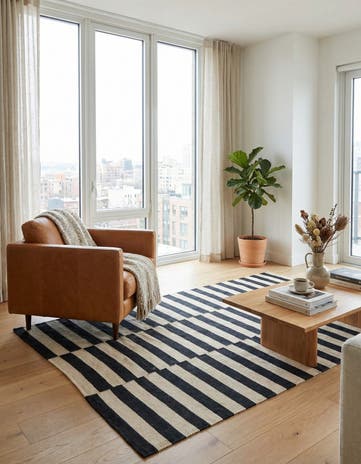 4' 2 x 5' 10 Hand Woven Kilim Modern Wool Rug
