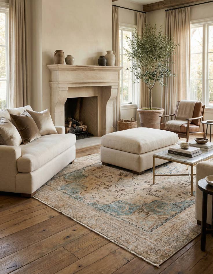 Detail image of  5' 5 x 8' 8  Hand Knotted Ultra Vintage Persian Wool Rug