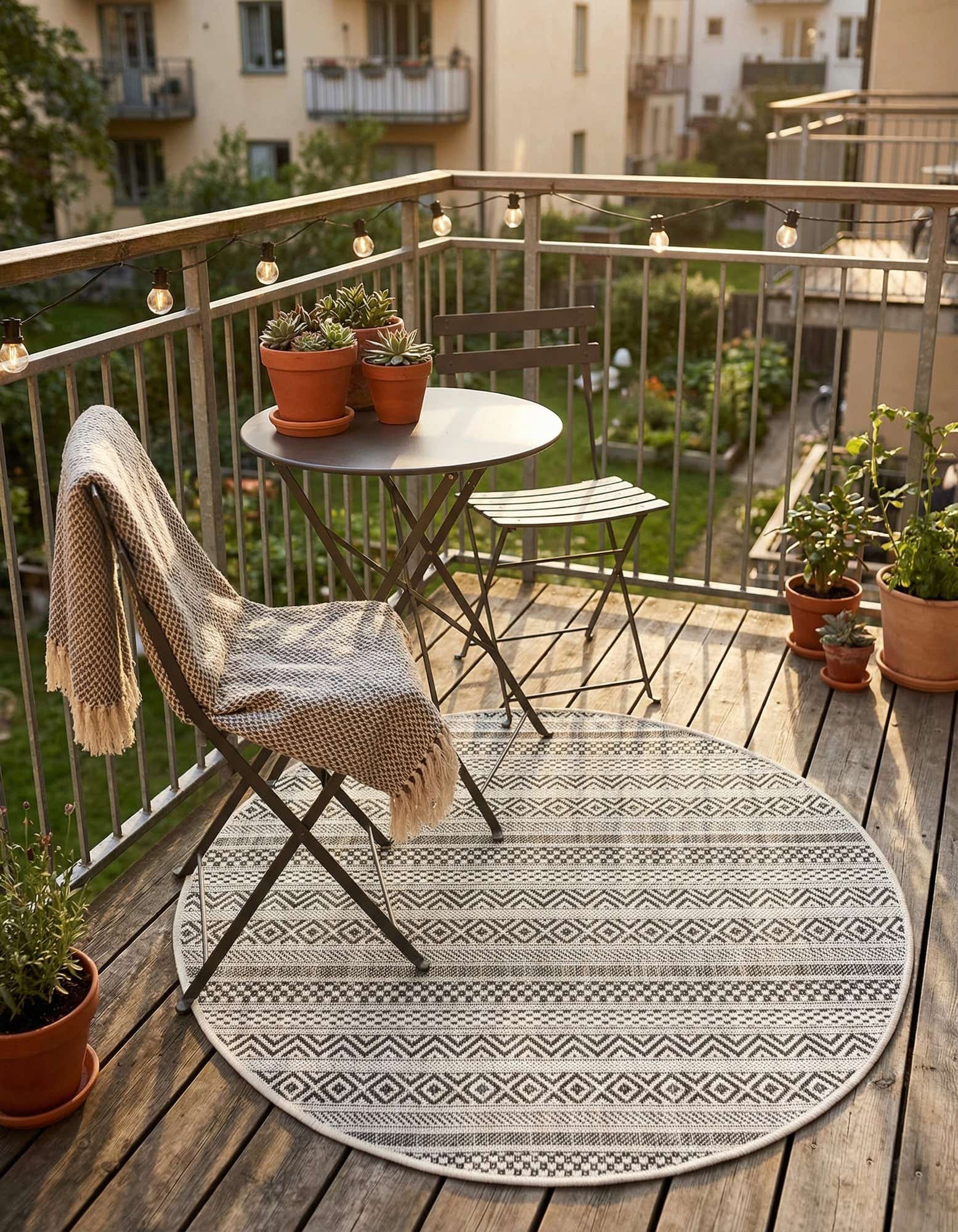 3' x 3' Easy-Clean Ribbon Indoor / Outdoor Round Rug