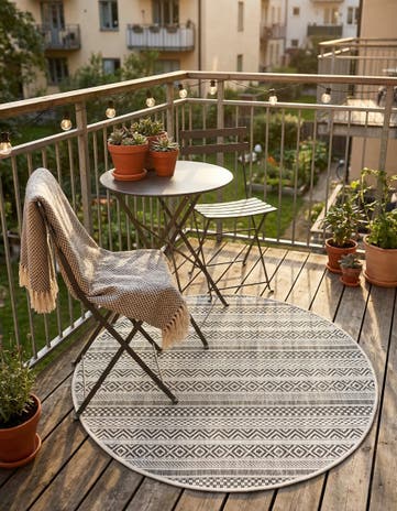 3' x 3' Easy-Clean Ribbon Indoor / Outdoor Round Rug