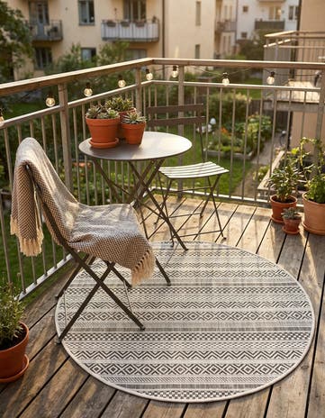3' x 3' Easy-Clean Ribbon Indoor / Outdoor Round Rug