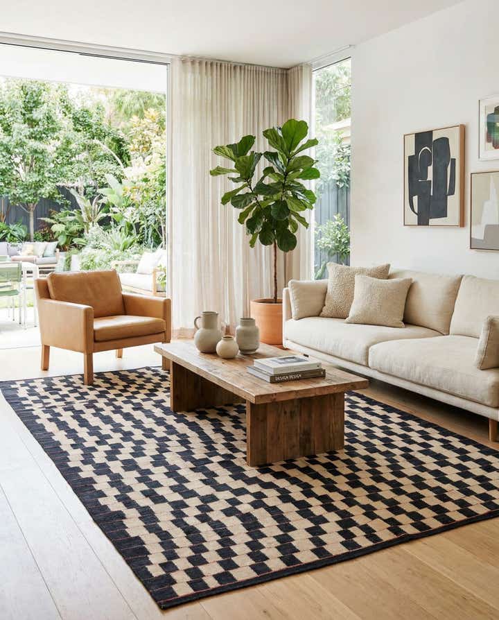 6' 9 x 9' 5 Hand Woven Kilim Modern Wool Rug