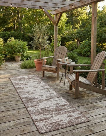 Brown Easy-Clean Modern Indoor / Outdoor Runner Rug