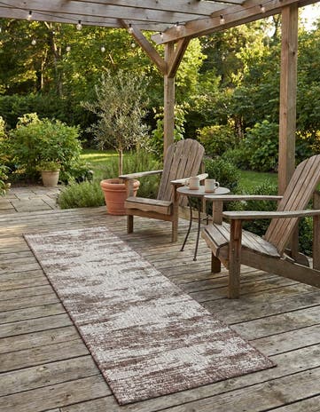Brown Easy-Clean Modern Indoor / Outdoor Runner Rug