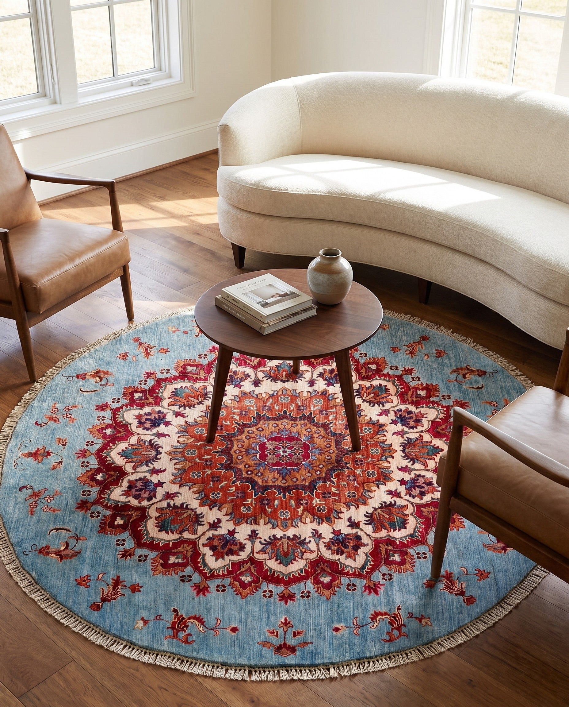 5' 10 x 5' 10 Hand Knotted Kazak Round Rug