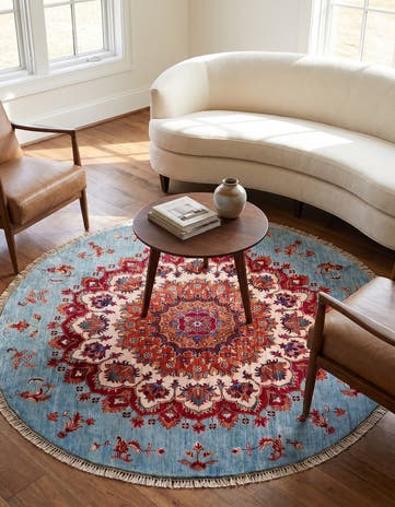 5' 10 x 5' 10 Hand Knotted Kazak Round Rug