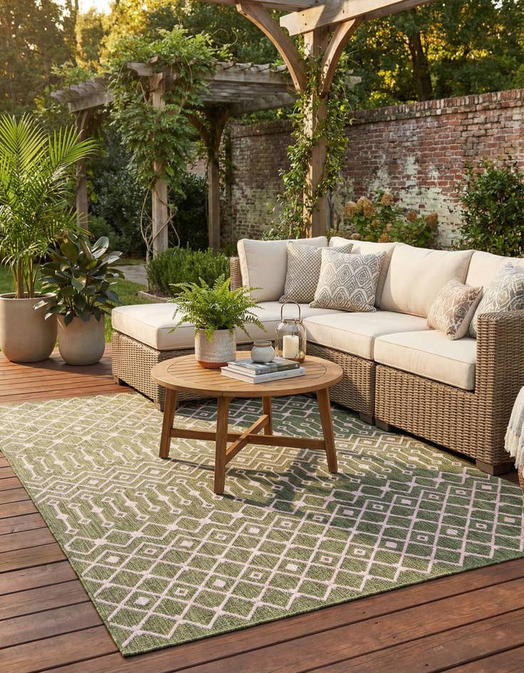 Detail image of 7' 10 x 11'  Washable Trellis Indoor / Outdoor Rug