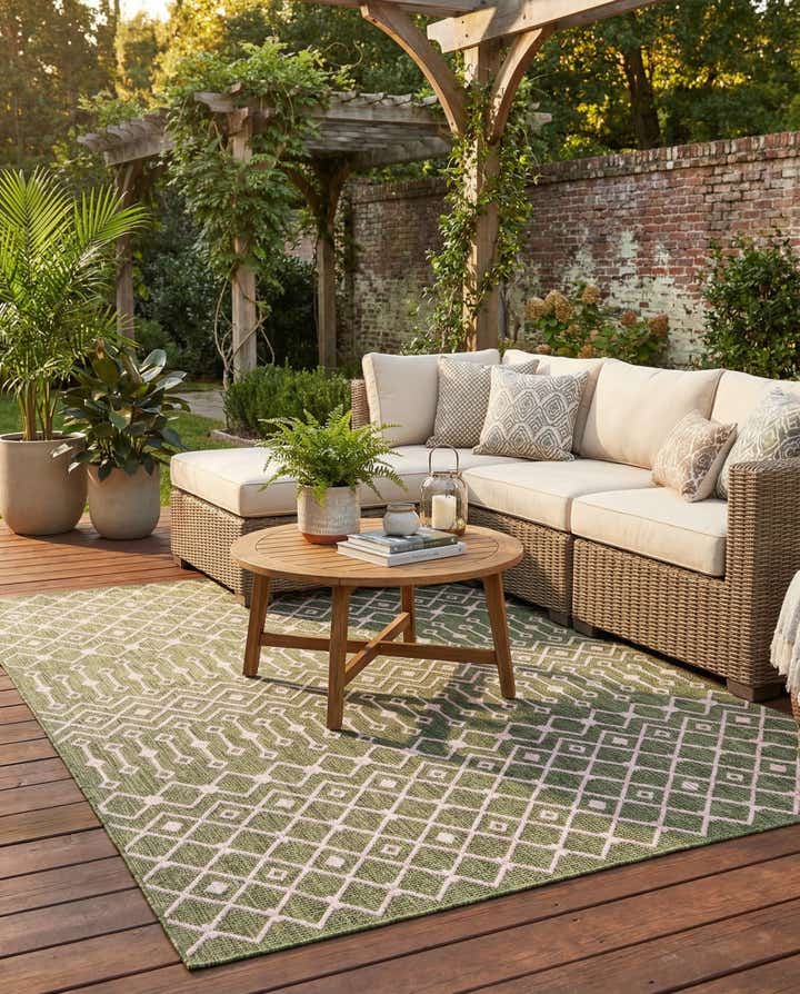 7' 10 x 11' Easy-Clean Trellis Indoor / Outdoor Rug