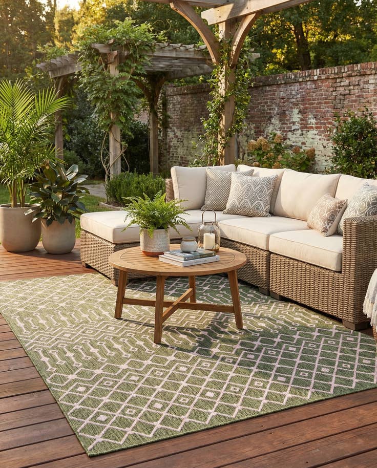 Detail image of 7' 10 x 11' Easy-Clean Lattice Indoor / Outdoor Rug