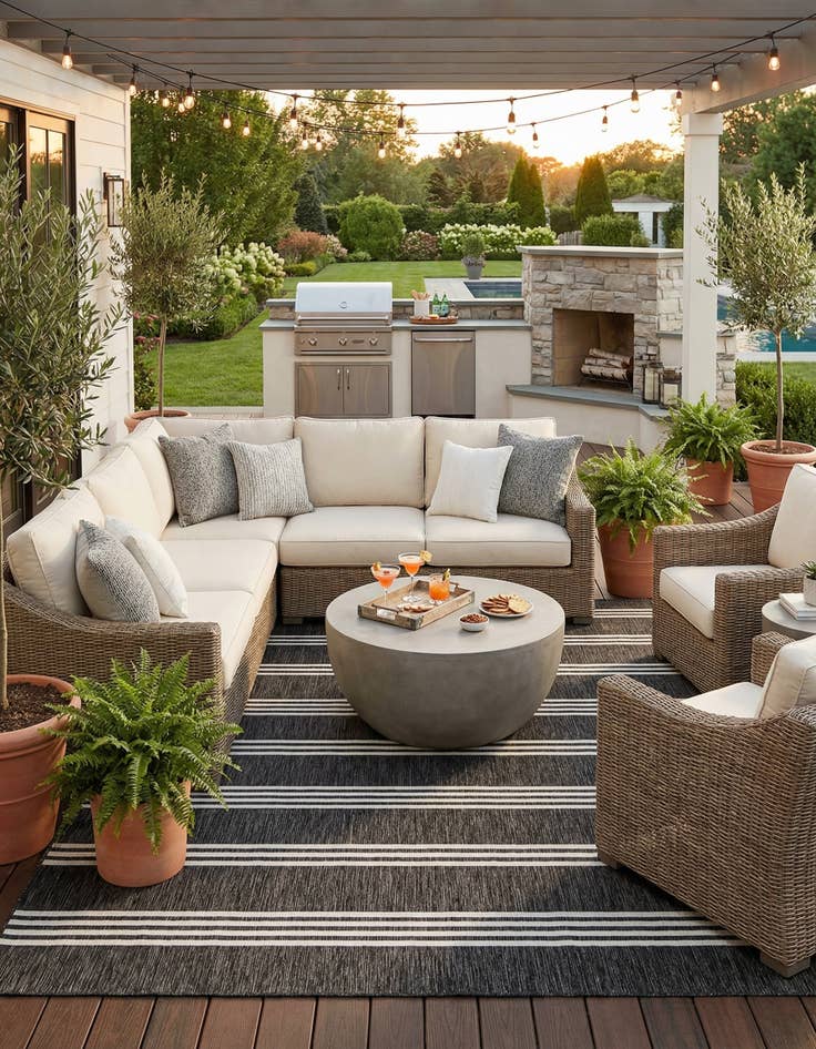 Detail image of 13' x 13'  Washable Jill Zarin Anguilla Indoor / Outdoor Square Rug