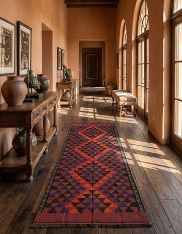 4' 7 x 10' 9 Hand Woven Kilim Fars Wool Runner Rug