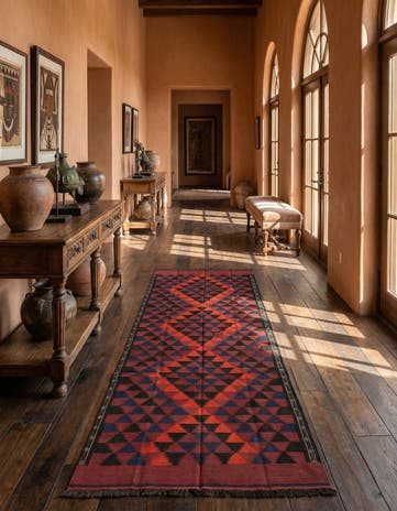 4' 7 x 10' 9 Hand Woven Kilim Fars Wool Runner Rug