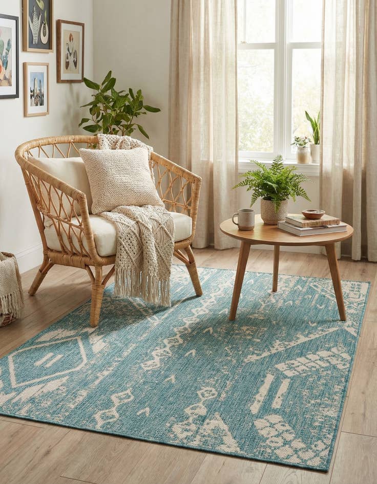 Detail image of  4' x 6'  Washable Bohemian Indoor / Outdoor Rug