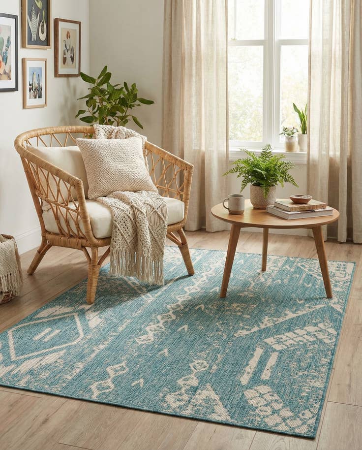 Detail image of 4' x 6' Easy-Clean Bohemian Indoor / Outdoor Rug