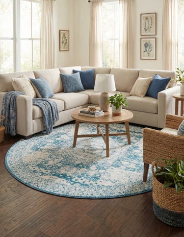 Turquoise Dover Round Rug