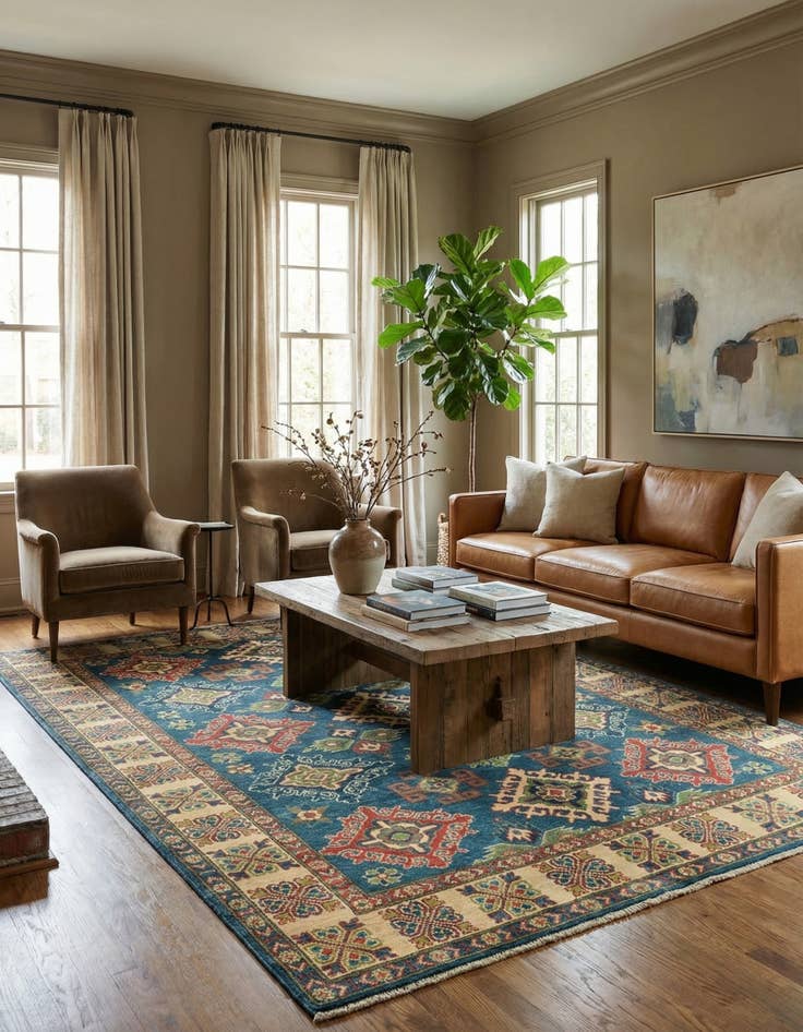 Detail image of 5' x 6' 6  Hand Knotted Kazak Rug