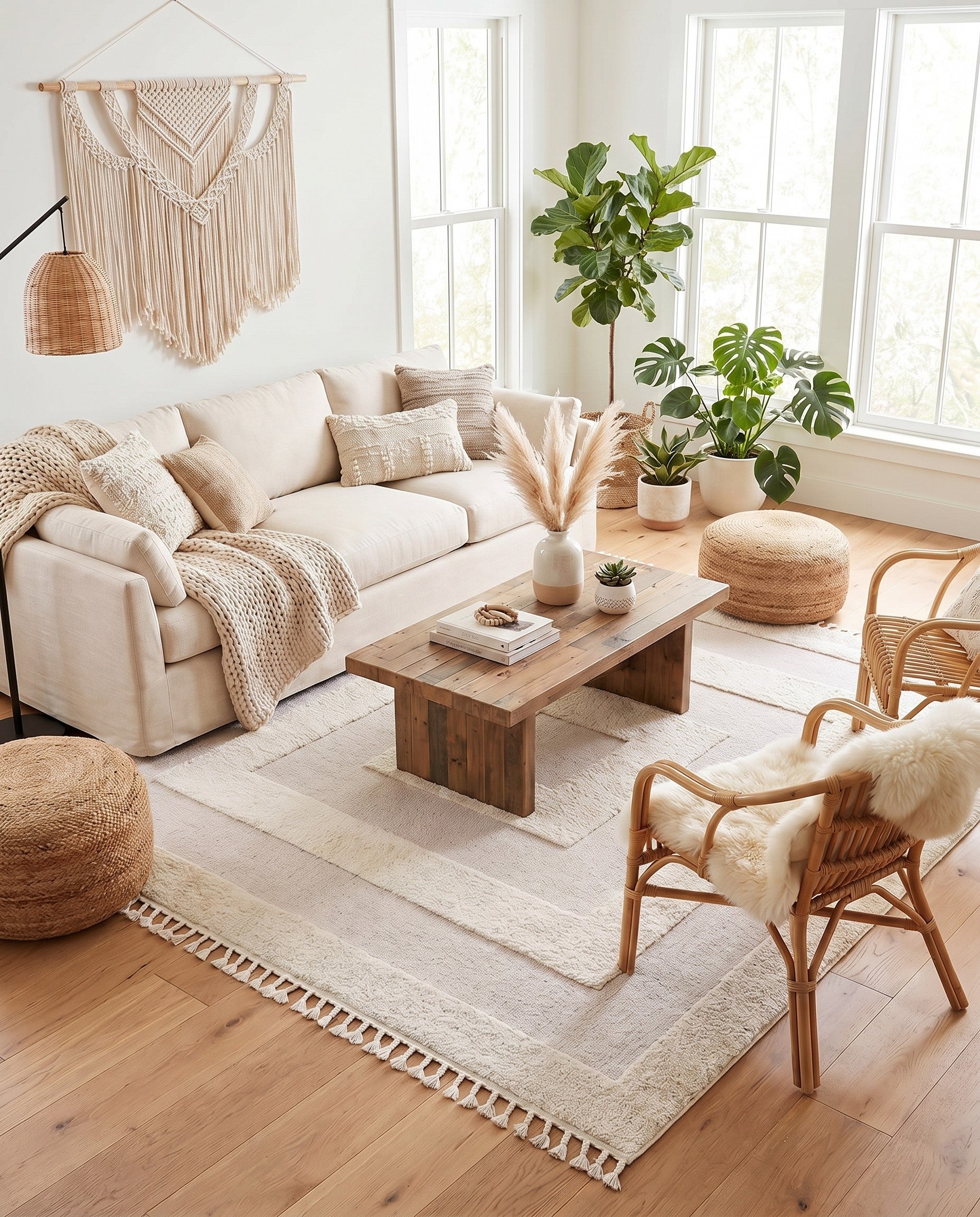 Ivory Boho Square Rug