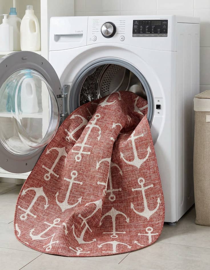 Detail image of 7' 10 x 10'  Washable Coastal Indoor / Outdoor Oval Rug