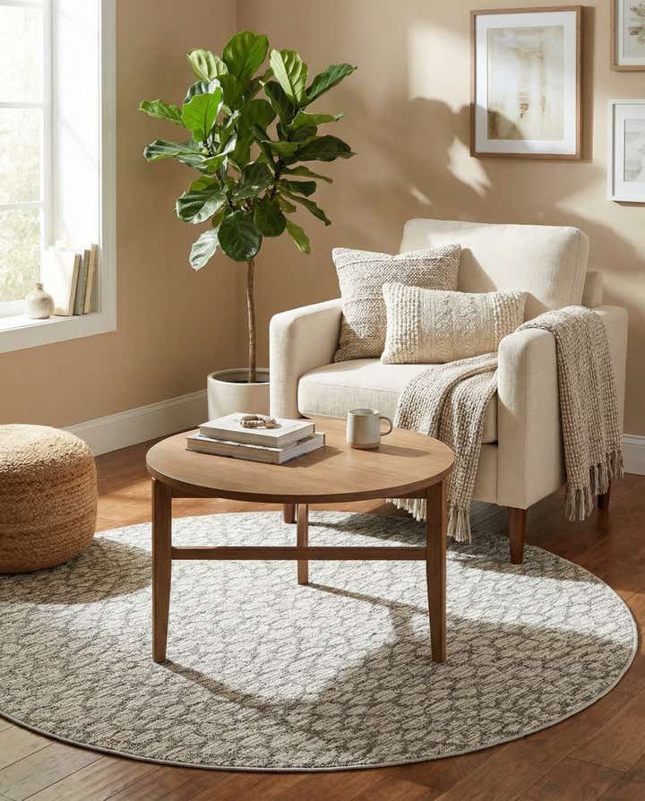 5' 3 x 5' 3 Easy-Clean Safari Indoor / Outdoor Round Rug