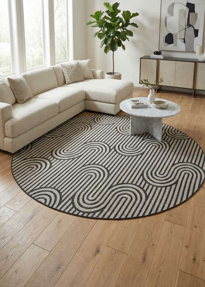 12' x 12' Easy-Clean Modern Indoor / Outdoor Round Rug